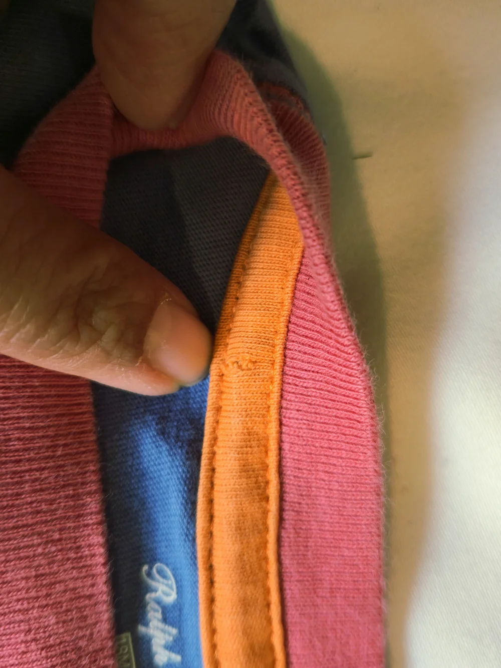 Ralph Lauren Kids Blue Graphic Polo Bear Tee with Pink Trim